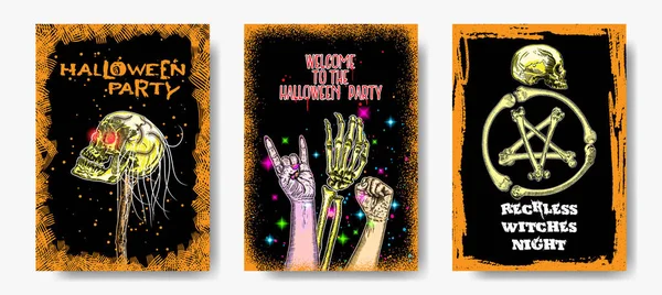 Ensemble de dessins d'affiches Halloween — Image vectorielle