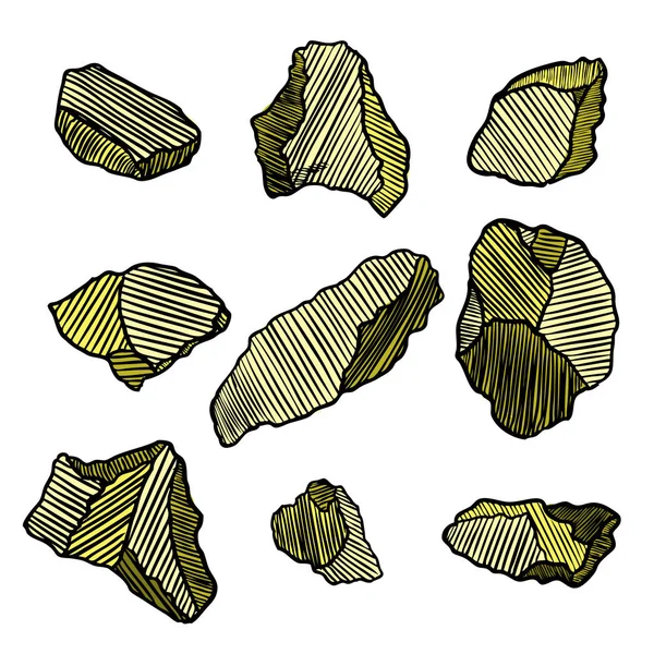 Aantal realistische schetsen van stenen — Stockvector