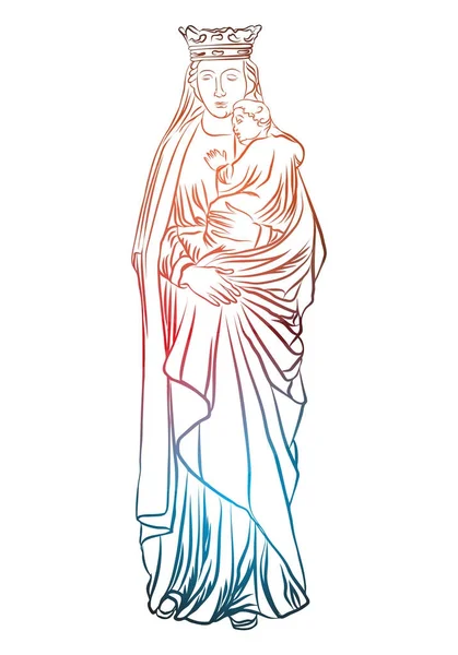 Virgin Mary religious statue illustration Stock Vector