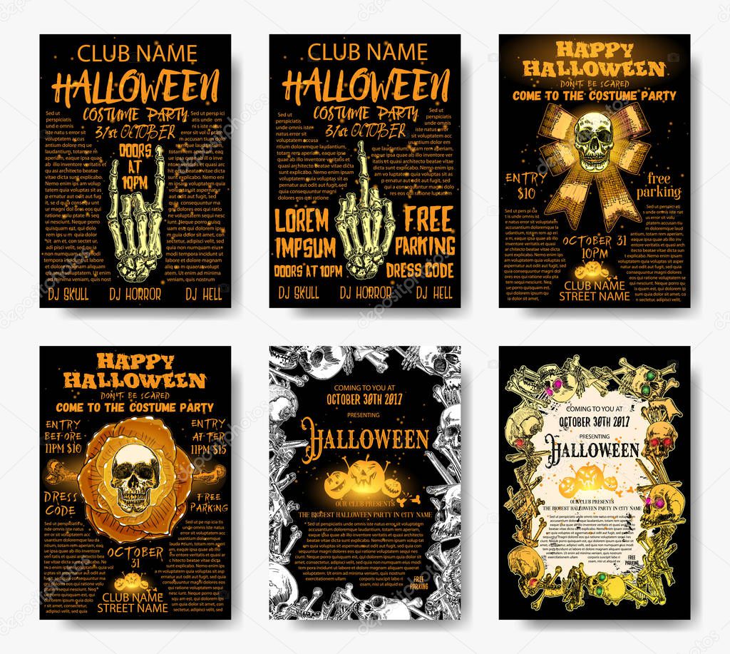 Set of Halloween poster designs 