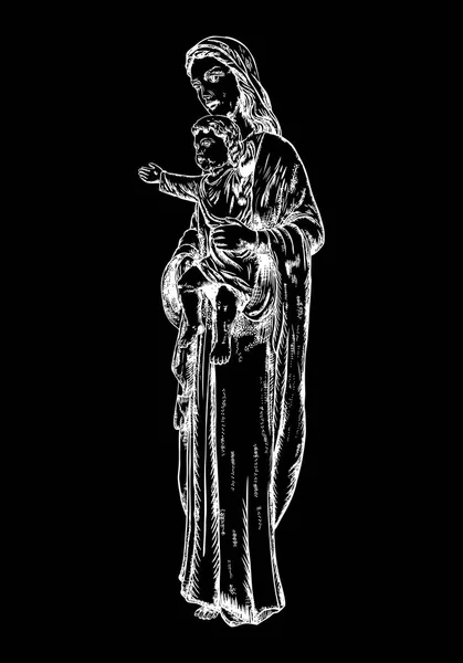 Illustration de statue religieuse Vierge Marie — Image vectorielle