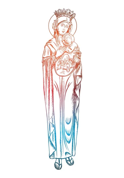 圣母玛利亚宗教雕像图 — 图库矢量图片