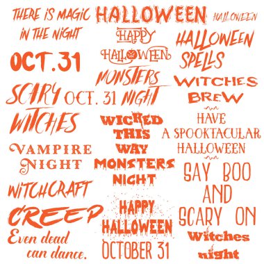 Cadılar Bayramı yazı ifadeler kümesi yerleşimi. 