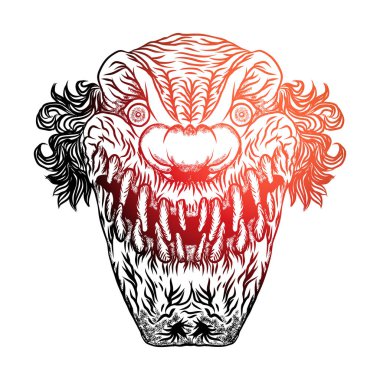 Cadılar Bayramı şeytan korkutucu palyaço açık kafa.