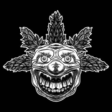 Sirk korku filmi karakteri korkutucu palyaço baş kavramı. 