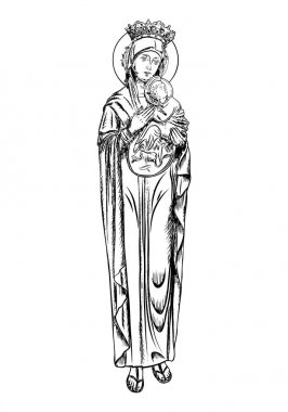 Saint Mary holding bebek İsa Mesih, Tanrı'nın oğlu onun elinde. C