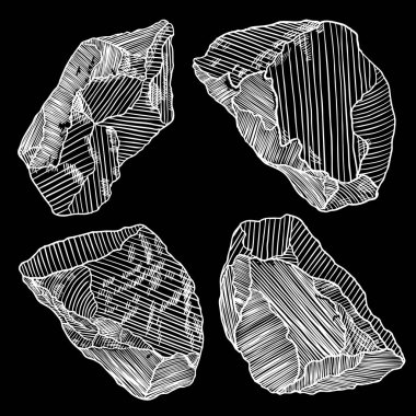 Gerçekçi elle çizilmiş Eskizler taşlar ve kayalar büyük set.