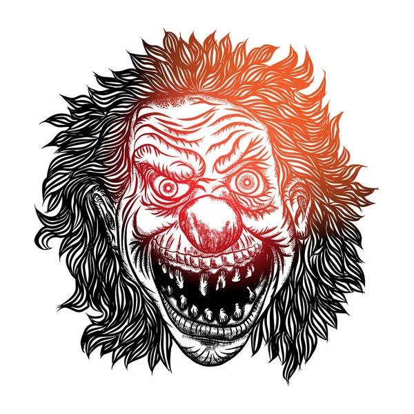 Concepto de cabeza de payaso asustadizo de personaje de película de terror de circo . — Vector de stock