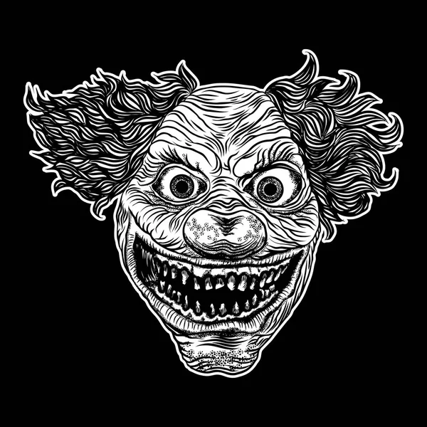 Halloween duivel enge clown voorkant hoofd. — Stockvector