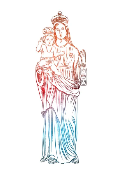 Vierge Marie ou Sainte Marie ou Mère de Dieu — Image vectorielle