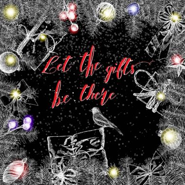 Orada olmak, xmas tasarım benzersiz yazı çerçeve hediyeler izin.