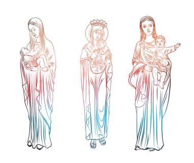 Meryem Ana dövme sanatı ayarlayın. Hıristiyanlık dinin sembolü, 