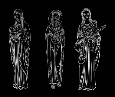 Dizi Meryem Ana veya Saint Mary veya Tanrı'nın annesi bebek İsa ile