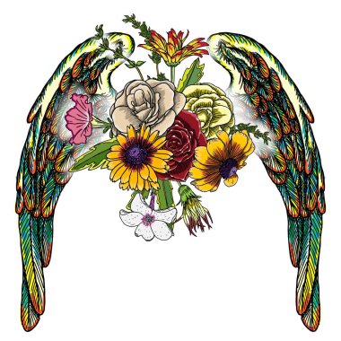 Lily ile güzel kanat illüstrasyon