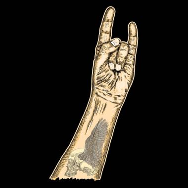 Dostum el rock n roll işareti 