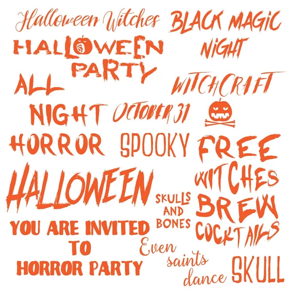 Zestaw Halloween cudzyslowow plakatów o Halloween — Wektor stockowy