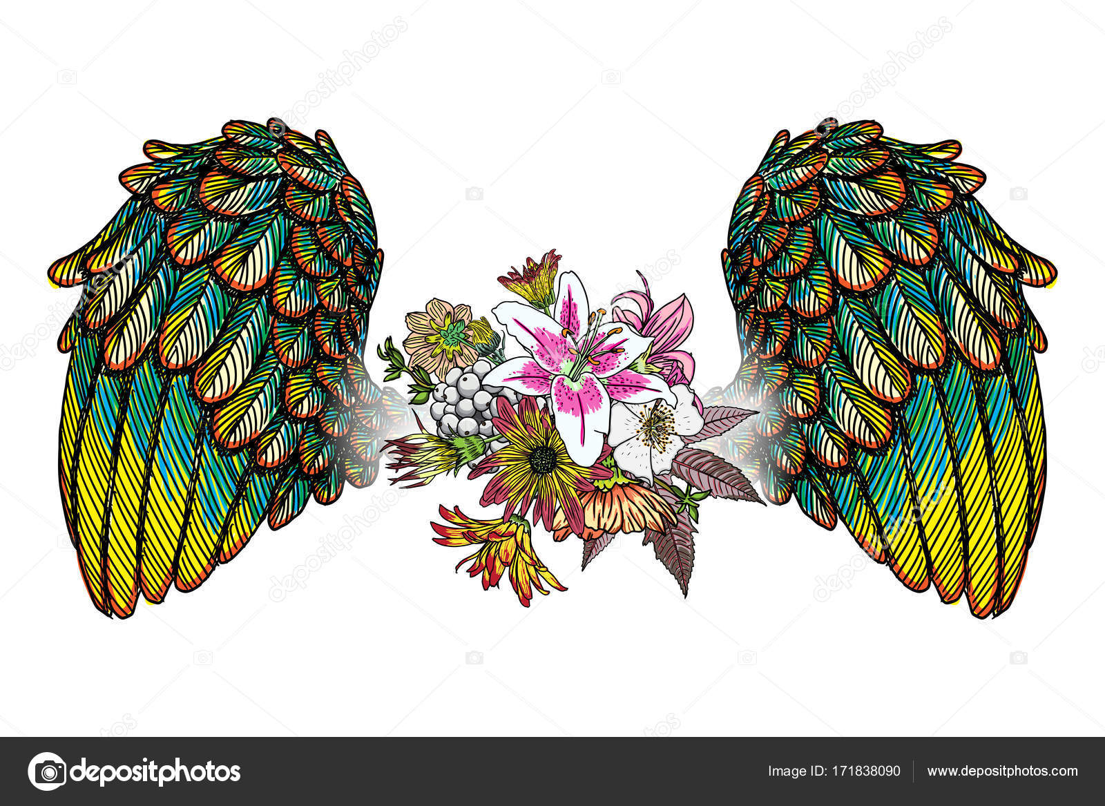 Tatouage De Blackwork En Style Féminin Image Vectorielle