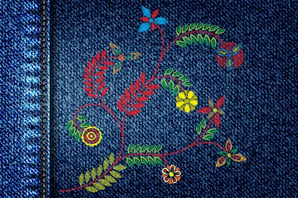 Tekstura drelich dziewczynka z haftem — Wektor stockowy