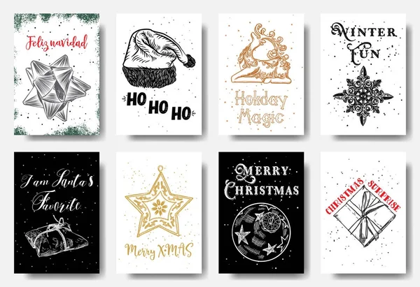 Современные и классические рождественские открытки — стоковый вектор