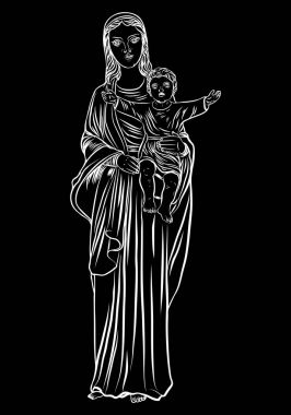 Saint Mary holding bebek İsa. 