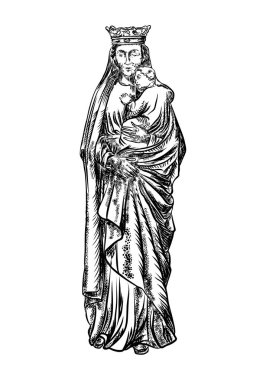 Saint Mary holding bebek İsa Mesih, Tanrı'nın oğlu onun elinde.