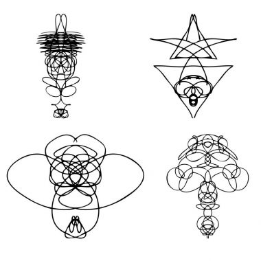Simetrik grafik tasarım öğeleri kümesi. 