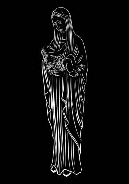 Saint Mary holding bebek İsa. 