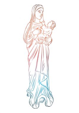 Meryem Ana holding bebek İsa Noel nativity sahne, 