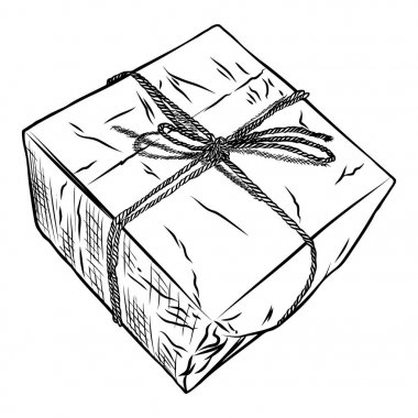 Hediye kutusu doodle kroki. 