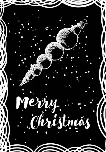 Joyeux Noël et bonne année carte de vœux dessinée à la main . — Image vectorielle