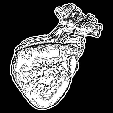 İnsan kalbi el tarzı çizilmiş. 