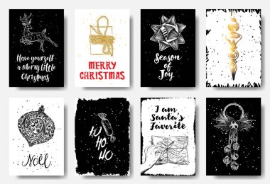 Noel elle çizilmiş kartları ayarlamak 