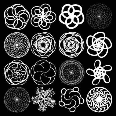 Tek renkli soyut mandala kutsal geometri seti