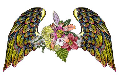 Gül ve çiçek yaprakları ve kanatları ile 