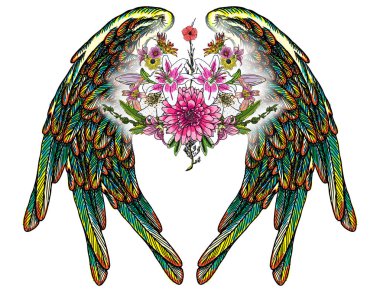 Gül ve çiçek yaprakları kanatlı 