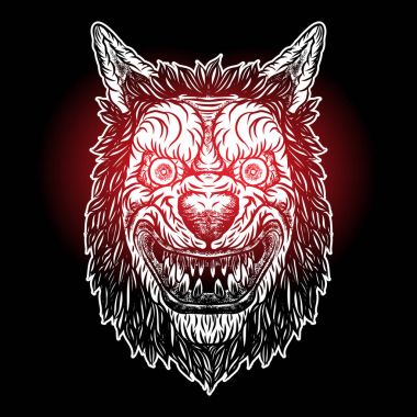 Kötü korkunç gülümseyen palyaço canavar.