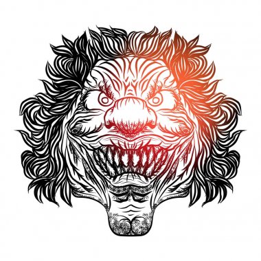 Kötü korkunç gülümseyen palyaço canavar.