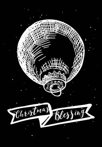 Feliz Navidad y Feliz Año Nuevo tarjeta de felicitación dibujada a mano . — Archivo Imágenes Vectoriales