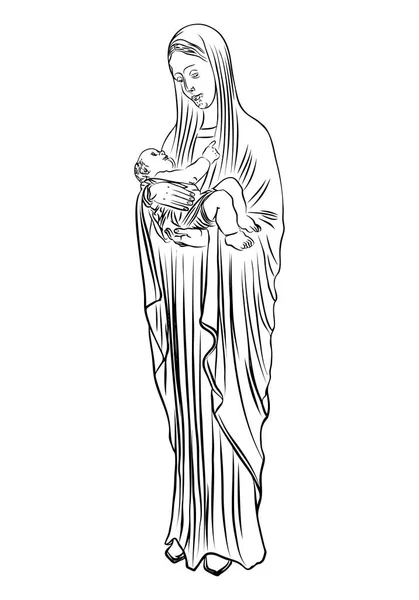 Madre María con Jesucristo bebé — Vector de stock