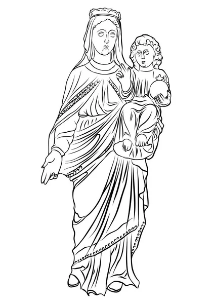 Mãe Maria com Jesus Cristo bebê — Vetor de Stock