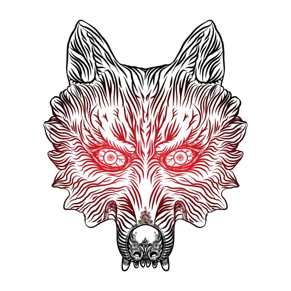 Cabeza de lobo enojado . — Vector de stock