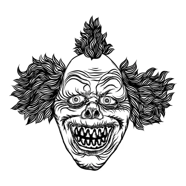 Evil scary smiling clown monster. — Stock Vector