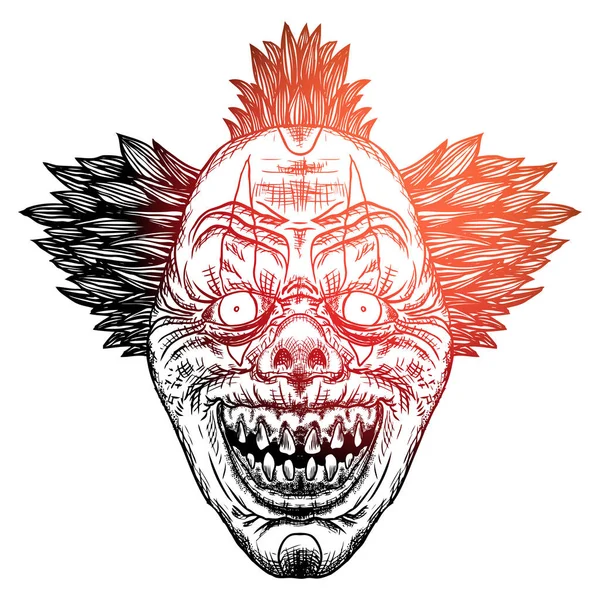Kwaad enge lachende clown monster. — Stockvector