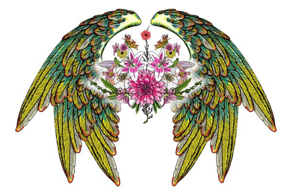 Blackwork tattoo elements isolated on white background. 