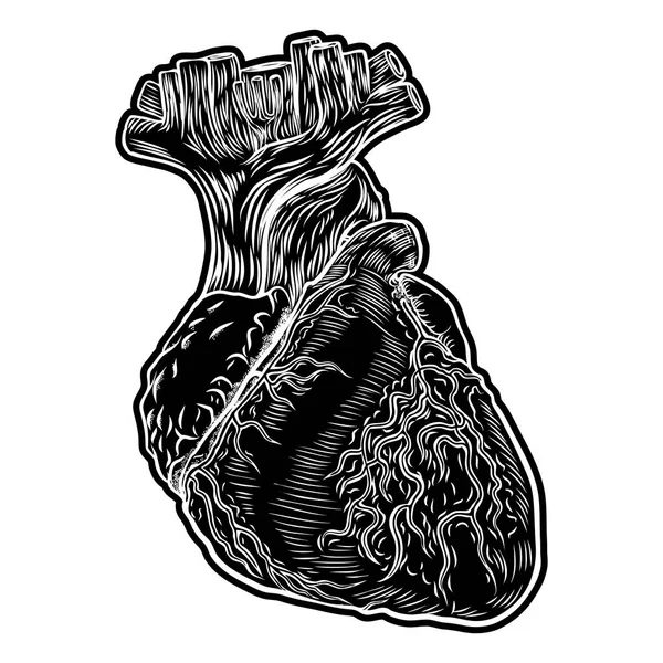 Ručně tažené tělo tetování pojetí symbol srdce — Stockový vektor