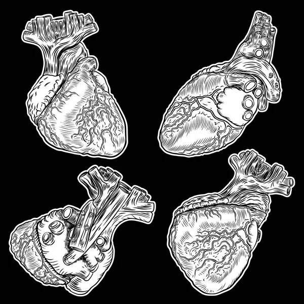 Conjunto de corazón boho negro obras , — Archivo Imágenes Vectoriales