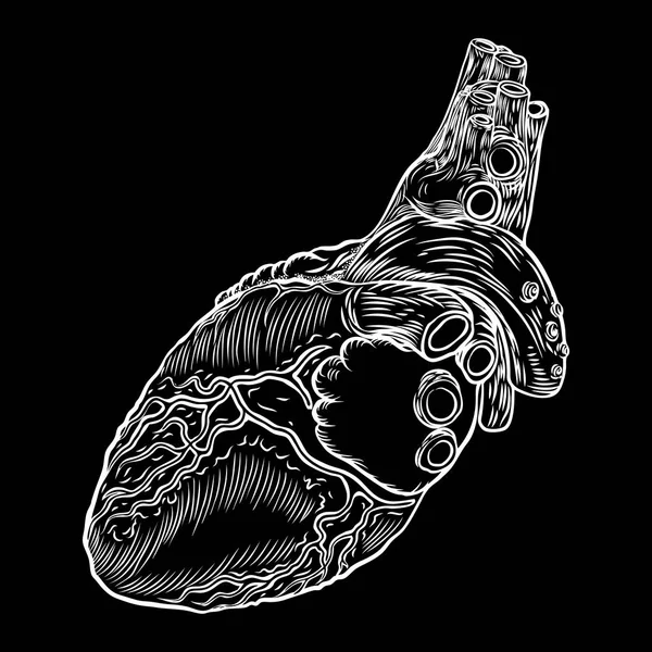 Coeur boho noir travail, point travail chair tatouage concept . — Image vectorielle