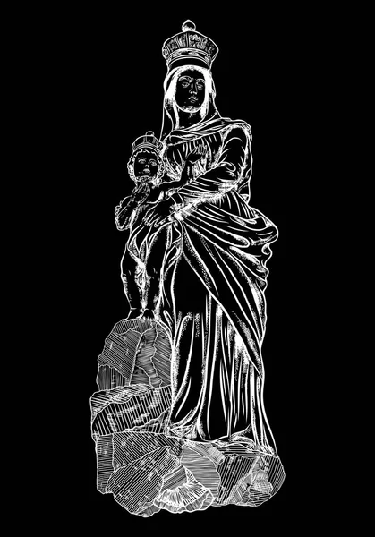 Nativity scene with Holy Mother Christmas card. Stock Illustration