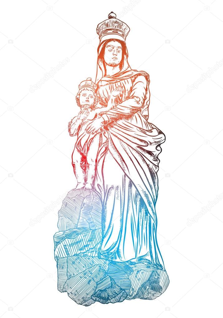 Virgin Mary or Saint Mary or Mother of God — Stock Vector