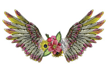 Gül ve çiçek yaprakları kanatlı 